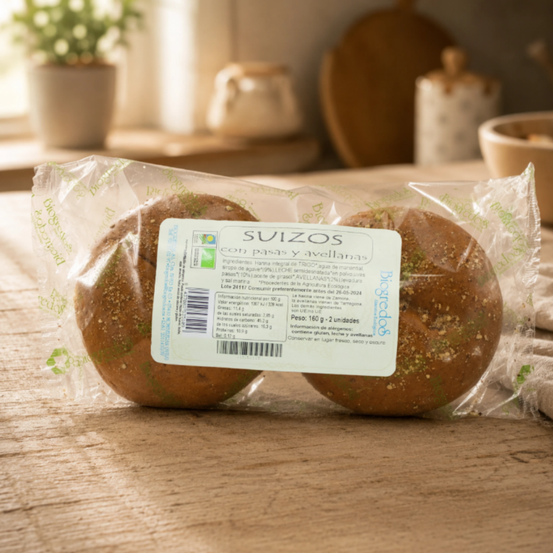 Suizos con pasas y avellanas Biogredos 160 g